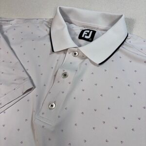 FootJoy Golf Polo Men's XL Off-White Geometric Stretch Performance Logo Shirt